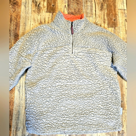 Live Oak Brand Gray Orange Sherpa Half Zip Pullover Sweater Jacket Fleece Size M - Picture 4 of 11